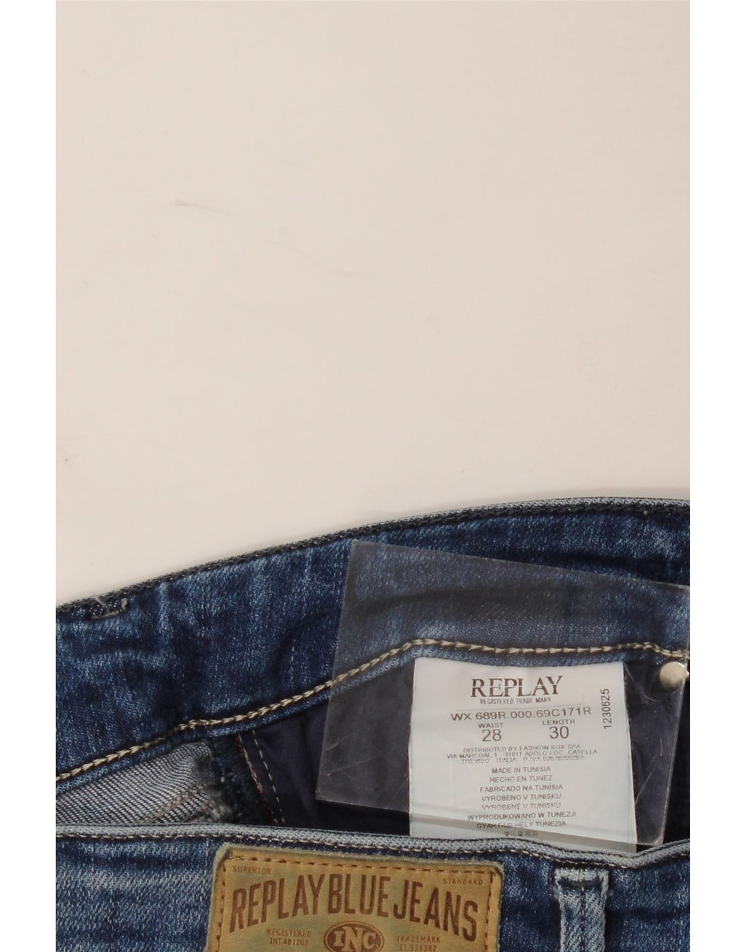 Replay Womens Luz Distressed Slim Jeans W28 L30 Blue Cotton
