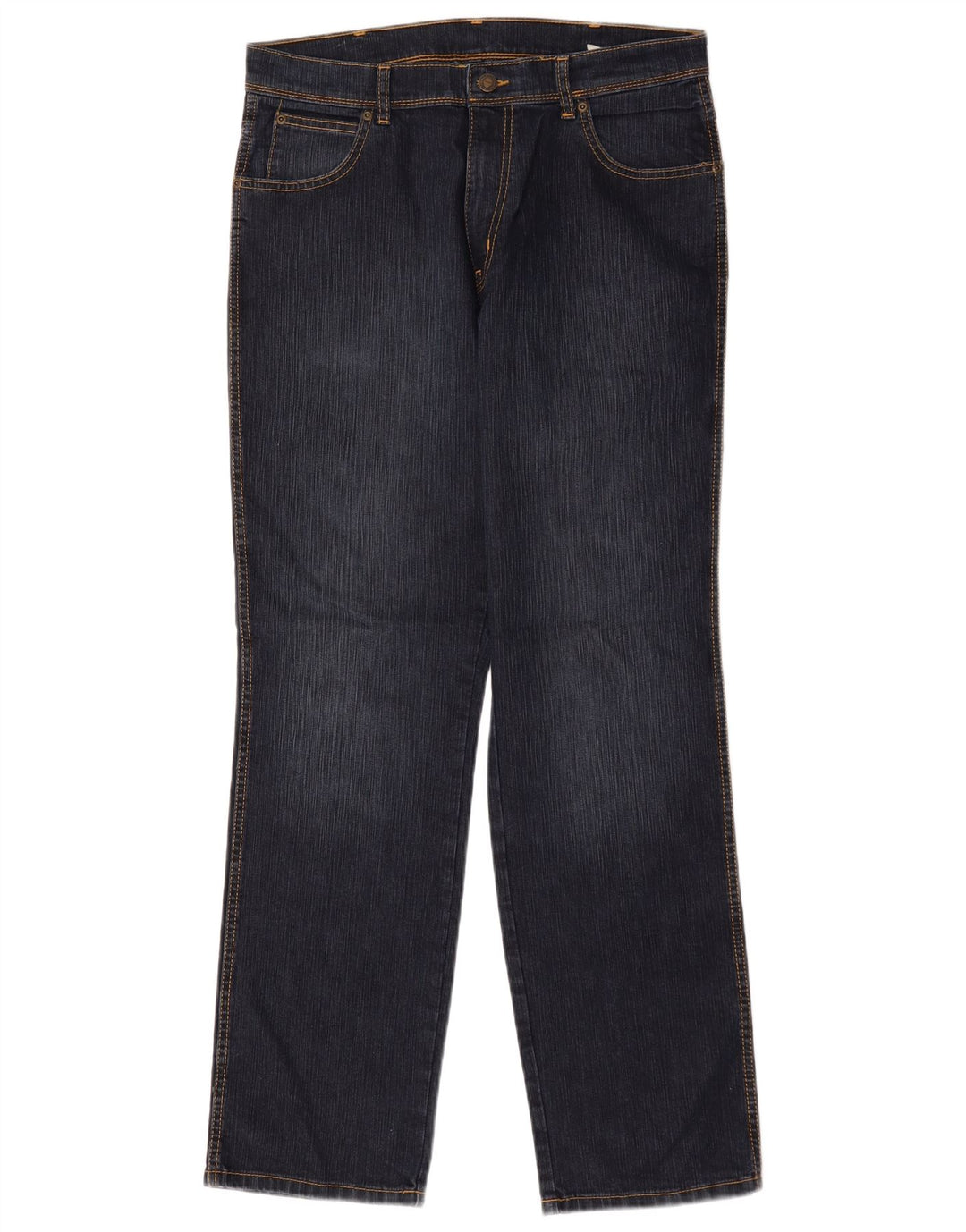 Wrangler Mens Regular Fit Straight Jeans W34 L32 Navy Blue Cotton
