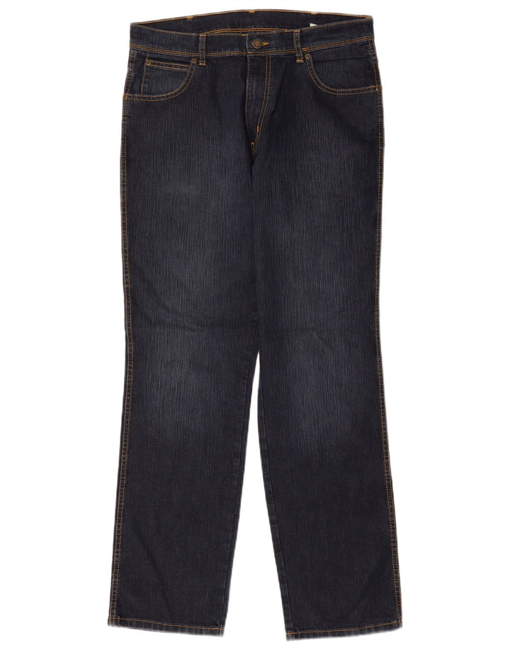 Wrangler Mens Regular Fit Straight Jeans W34 L32 Navy Blue Cotton
