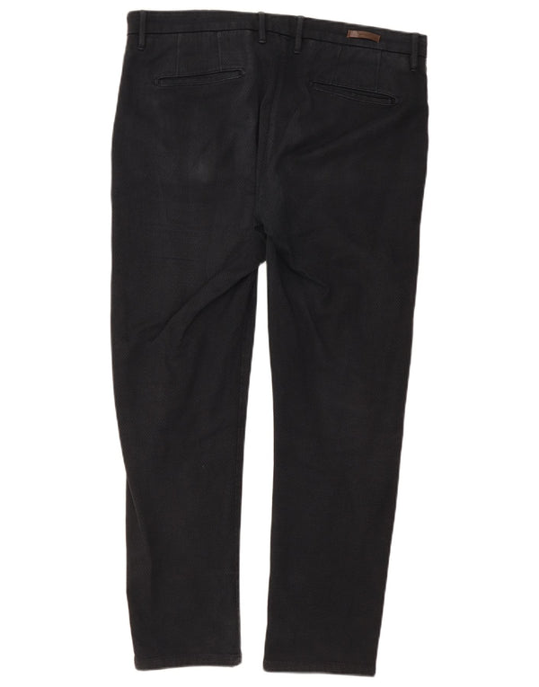 SIVIGLIA Mens Straight Chino Trousers W35 L30 Navy Blue Cotton