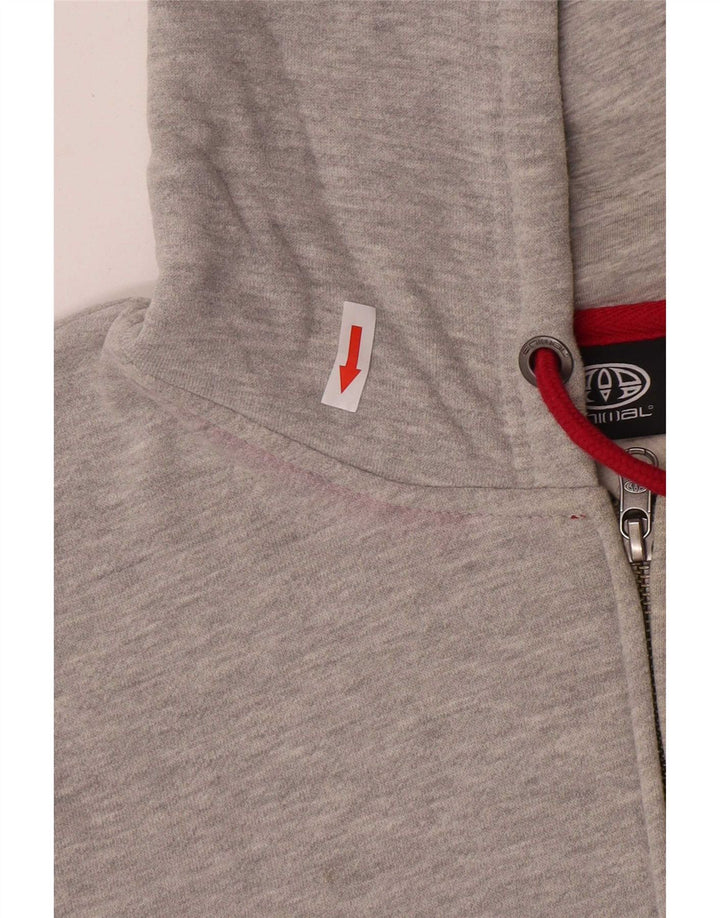 Animal Mens Graphic Zip Hoodie Sweater Medium Grey Flecked Cotton