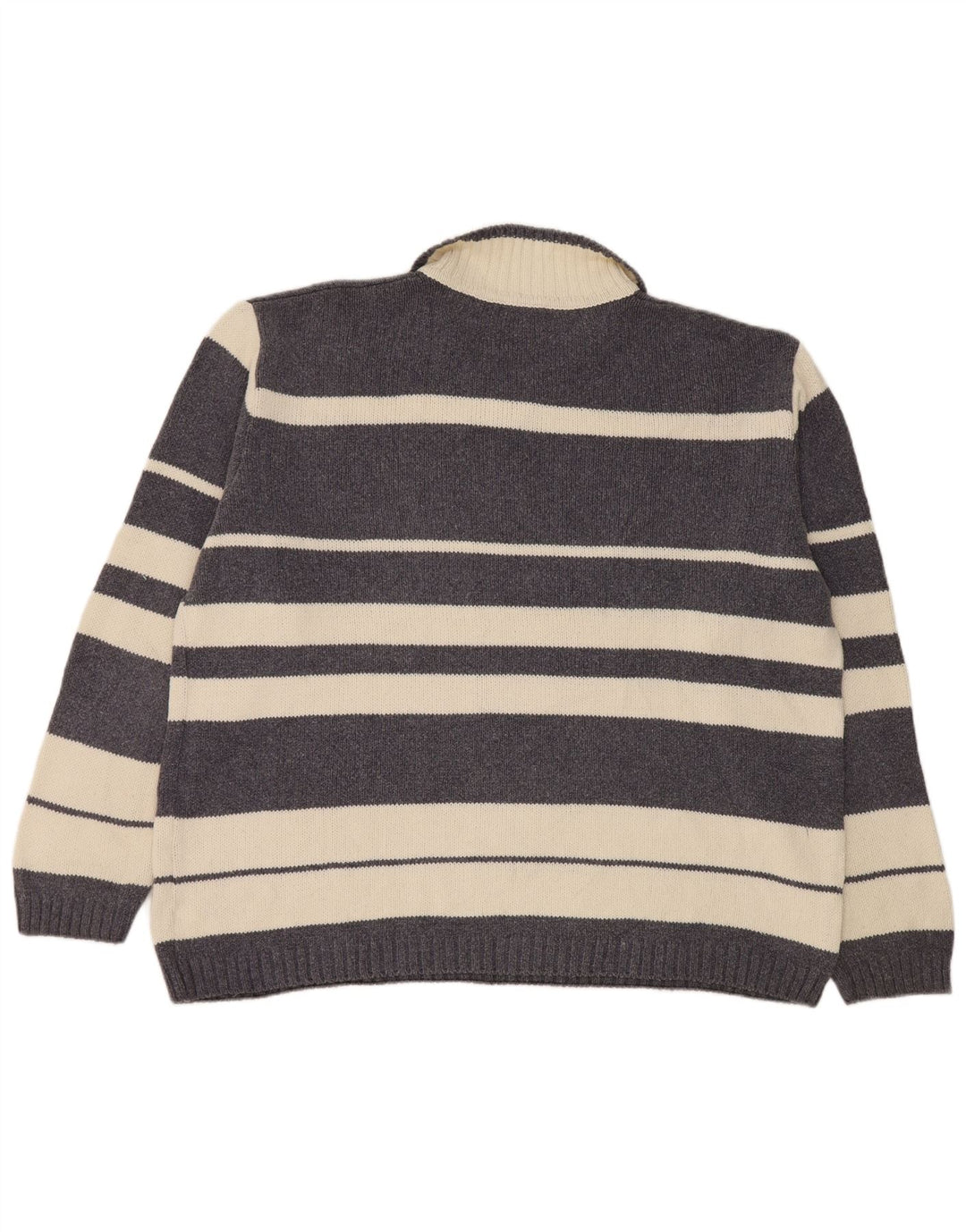Levi's Mens Polo Neck Jumper Sweater Large Grey Striped Cotton