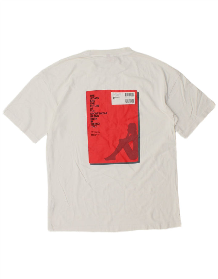 KAPPA Mens Graphic T-Shirt Top Small White Cotton