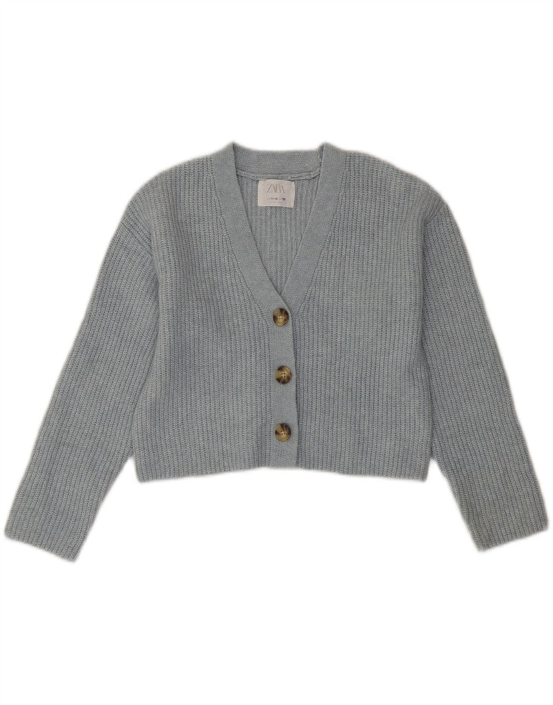 ZARA Girls Cardigan Sweater 11-12 Years Blue Polyester Vintage Zara and Second-Hand Zara from Messina Hembry 