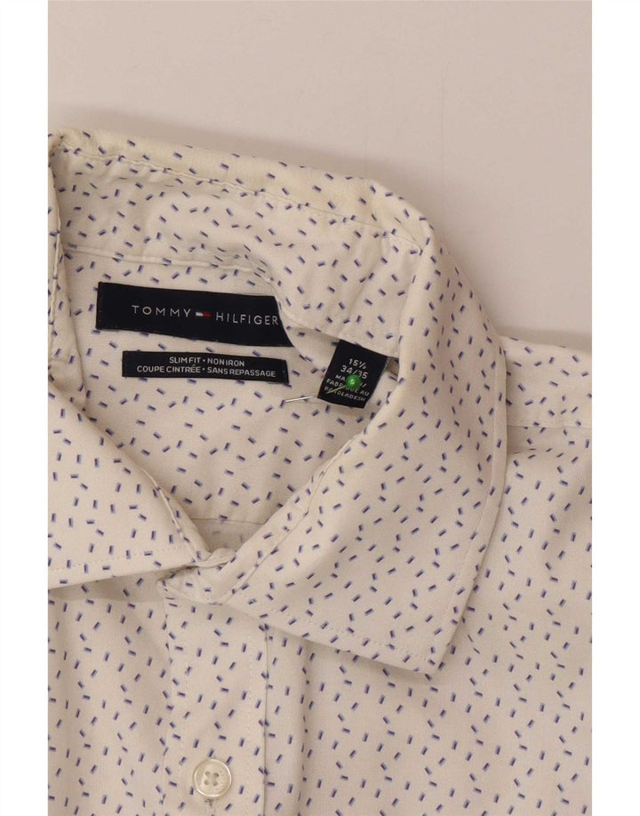 Tommy Hilfiger Mens Slim Fit Shirt Size 15 1/2 Medium White Spotted