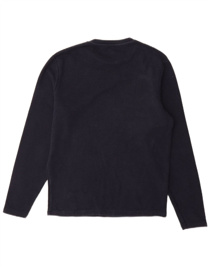 Zara Mens Top Long Sleeve Medium Navy Blue Cotton