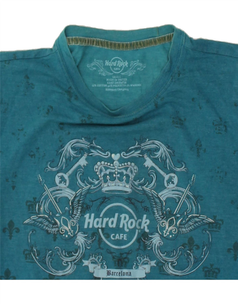 HARD ROCK CAFE Womens Barcelona Graphic T-Shirt Top UK 8 Small Blue Cotton | Vintage Hard Rock Cafe | Thrift | Second-Hand Hard Rock Cafe | Used Clothing | Messina Hembry 