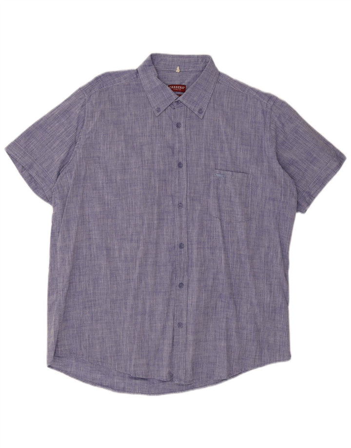 Carrera Mens Short Sleeve Regular Fit Shirt 2XL Blue Cotton
