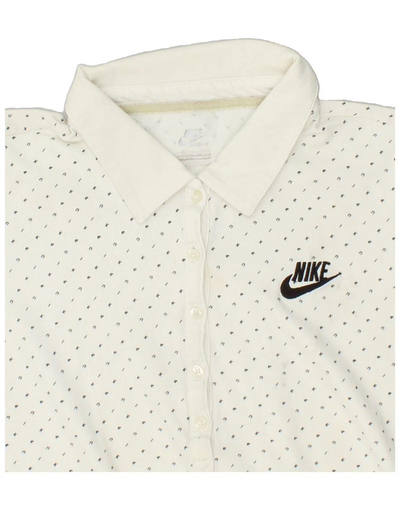 NIKE Womens Abstract Pattern Graphic Polo Shirt UK 18 XL Off White Vintage Nike and Second-Hand Nike from Messina Hembry 