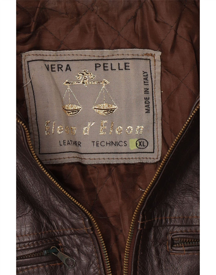 VINTAGE Mens Leather Jacket UK 42 XL Brown Leather