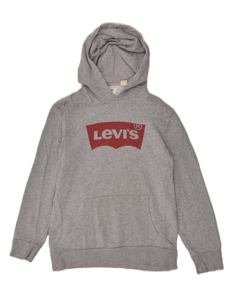 LEVI'S Mens Graphic Hoodie Jumper Medium Grey Cotton | Vintage Levi's | Thrift | Second-Hand Levi's | Used Clothing | Messina Hembry 