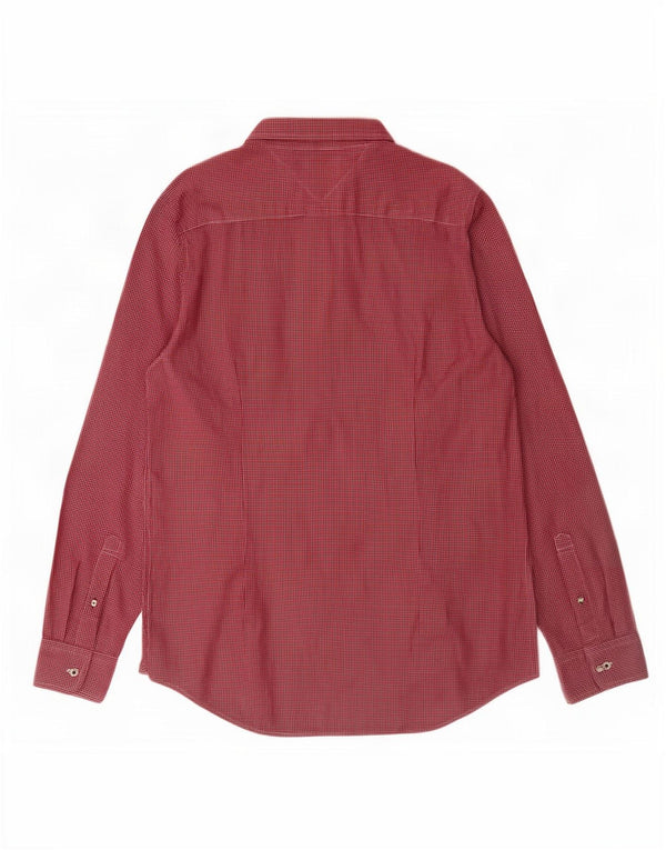 Tommy Hilfiger Mens Slim Fit Flannel Shirt Large Red Gingham Cotton