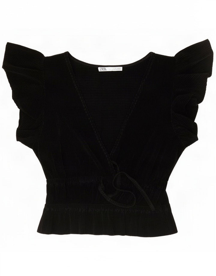 Zara Womens Crop Batwing Top UK 10 Small Black