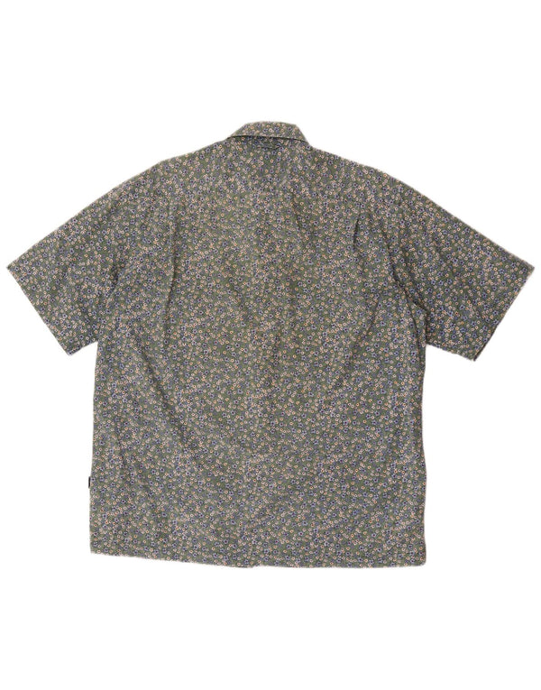 Tommy Hilfiger Mens Short Sleeve Shirt Medium Green Floral Cotton