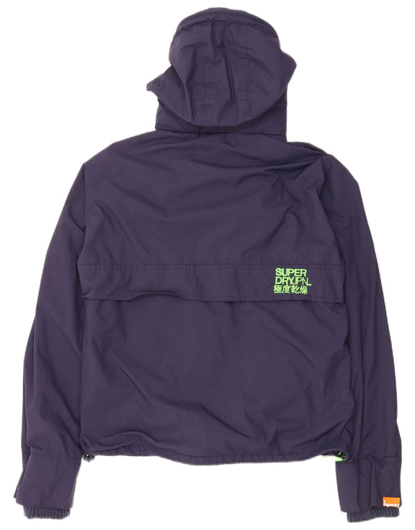 Superdry Mens Graphic Hooded Rain Jacket UK 42 XL Navy Blue Nylon