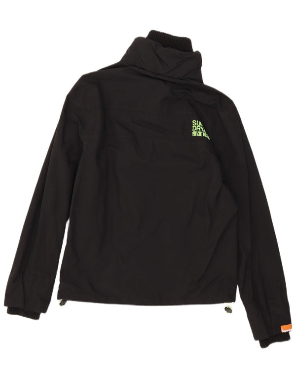 Superdry Womens The Windcheater Windbreaker Jacket UK 16 Large Black Nylon
