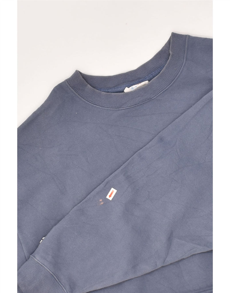 CHAMPION Womens Crop Sweatshirt Jumper UK 14 Medium Blue Cotton | Vintage Champion | Thrift | Second-Hand Champion | Used Clothing | Messina Hembry 