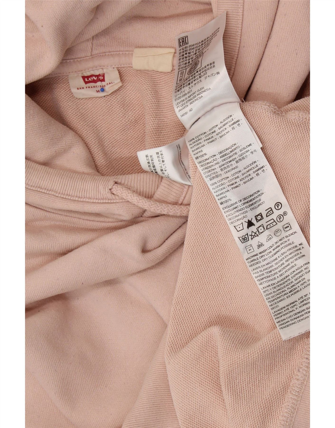 LEVI'S Womens Oversized Hoodie Jumper UK 14 Medium Pink Cotton
