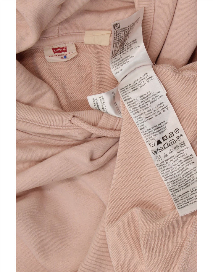 LEVI'S Womens Oversized Hoodie Jumper UK 14 Medium Pink Cotton