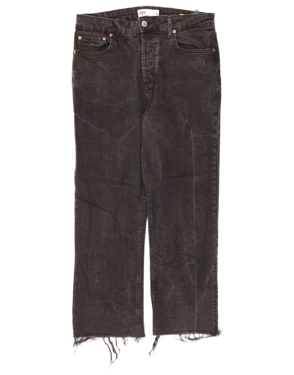Zara Womens Cropped Jeans EU 42 Large W32 L25 Black Cotton
