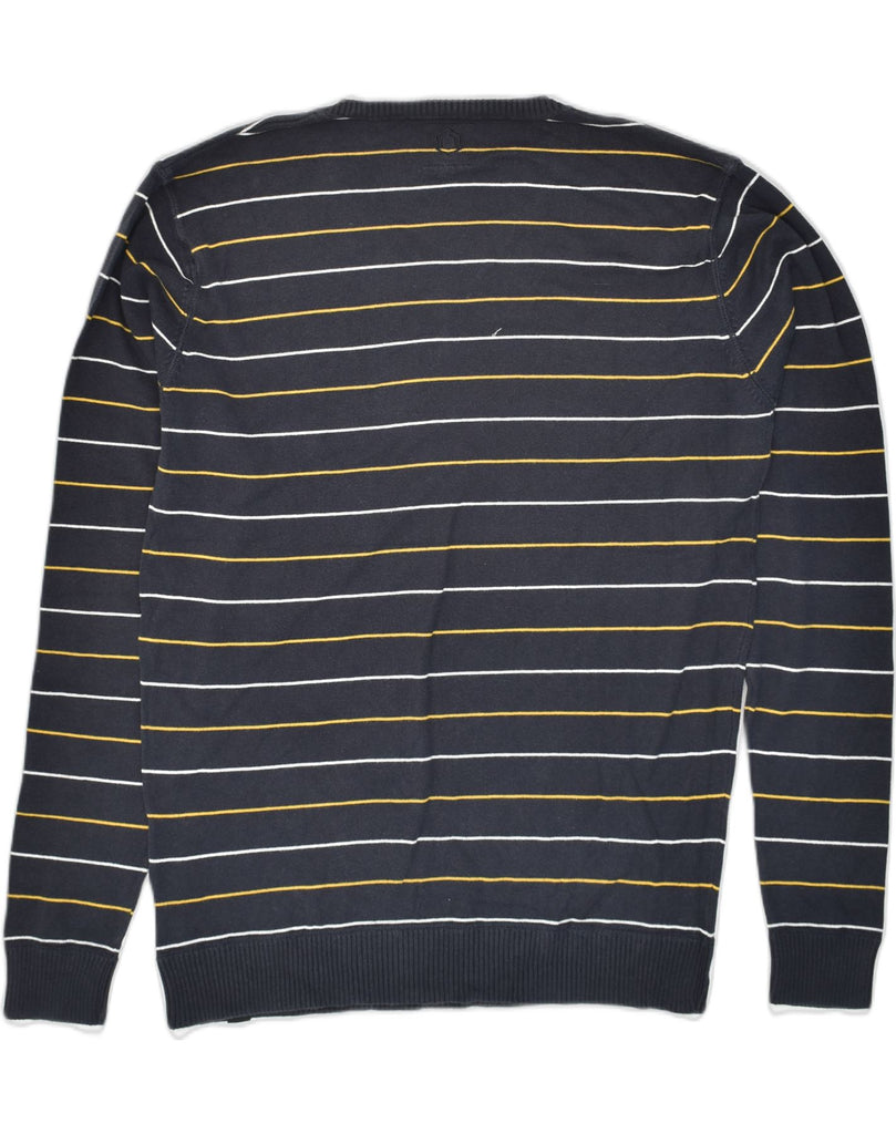 JACK & JONES Mens V-Neck Jumper Sweater XL Black Striped Cotton | Vintage Jack & Jones | Thrift | Second-Hand Jack & Jones | Used Clothing | Messina Hembry 