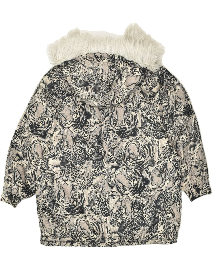 VINTAGE Womens Hooded Windbreaker Jacket EU 44 XL Grey Animal Print | Vintage Vintage | Thrift | Second-Hand Vintage | Used Clothing | Messina Hembry 
