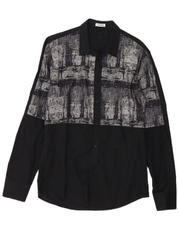 Bikkembergs Mens Abstract Pattern Shirt Large Black Cotton