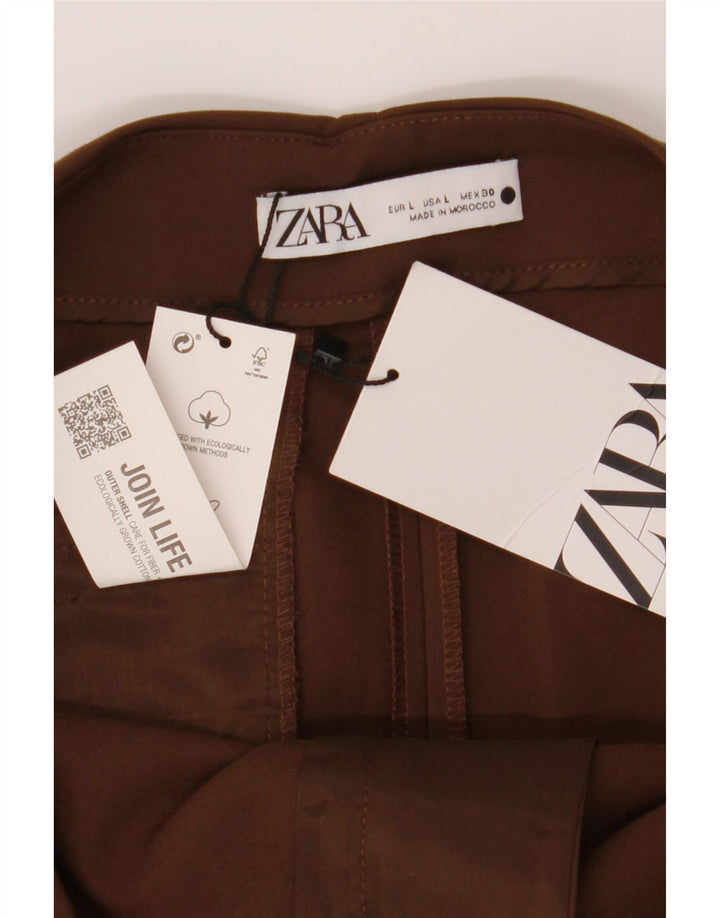 ZARA Womens Midi Skirt Large W32  Brown Cotton Vintage Zara and Second-Hand Zara from Messina Hembry 