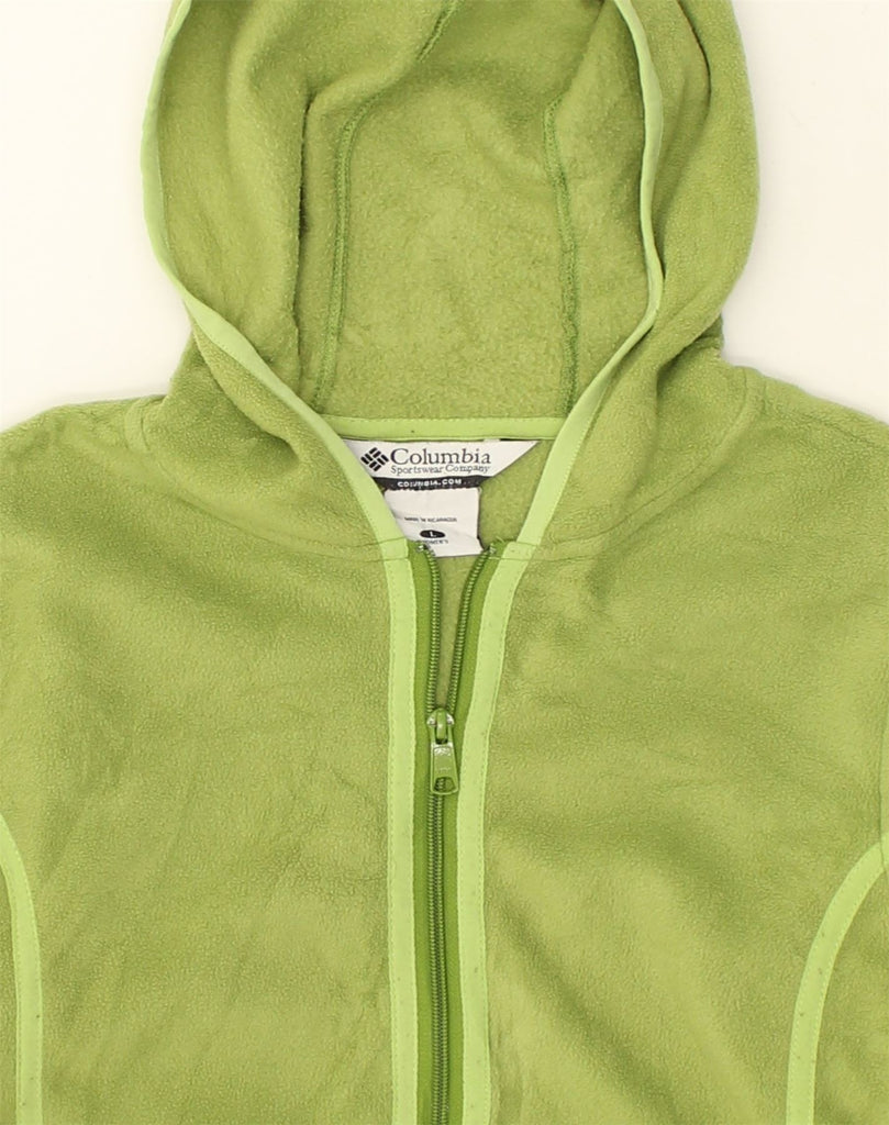 COLUMBIA Womens Hooded Fleece Gilet UK 16 Large Green Polyester | Vintage Columbia | Thrift | Second-Hand Columbia | Used Clothing | Messina Hembry 