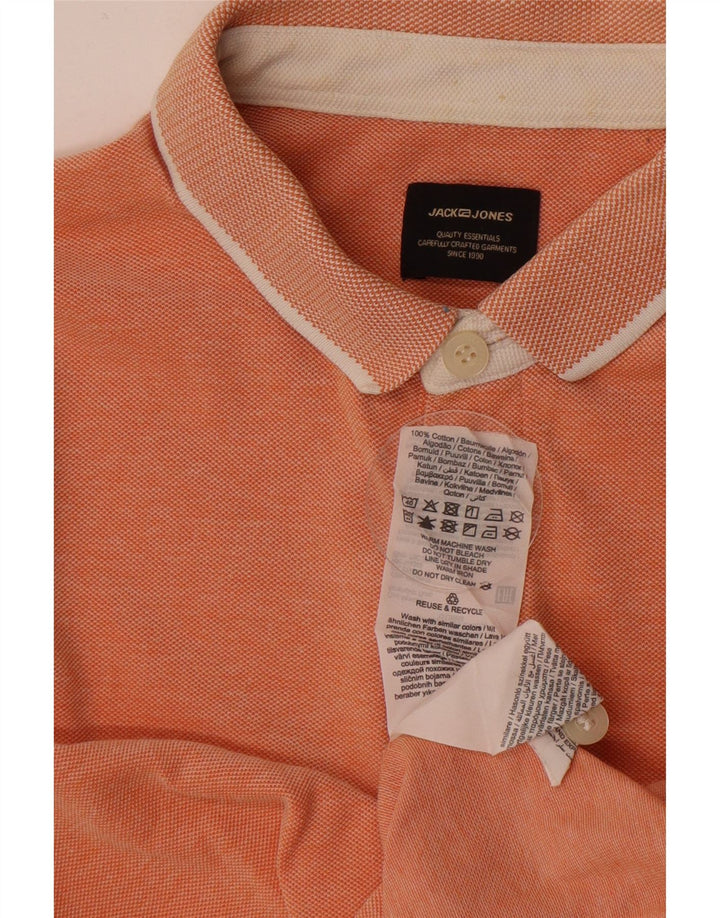 Jack & Jones Mens Polo Shirt Small Orange Cotton