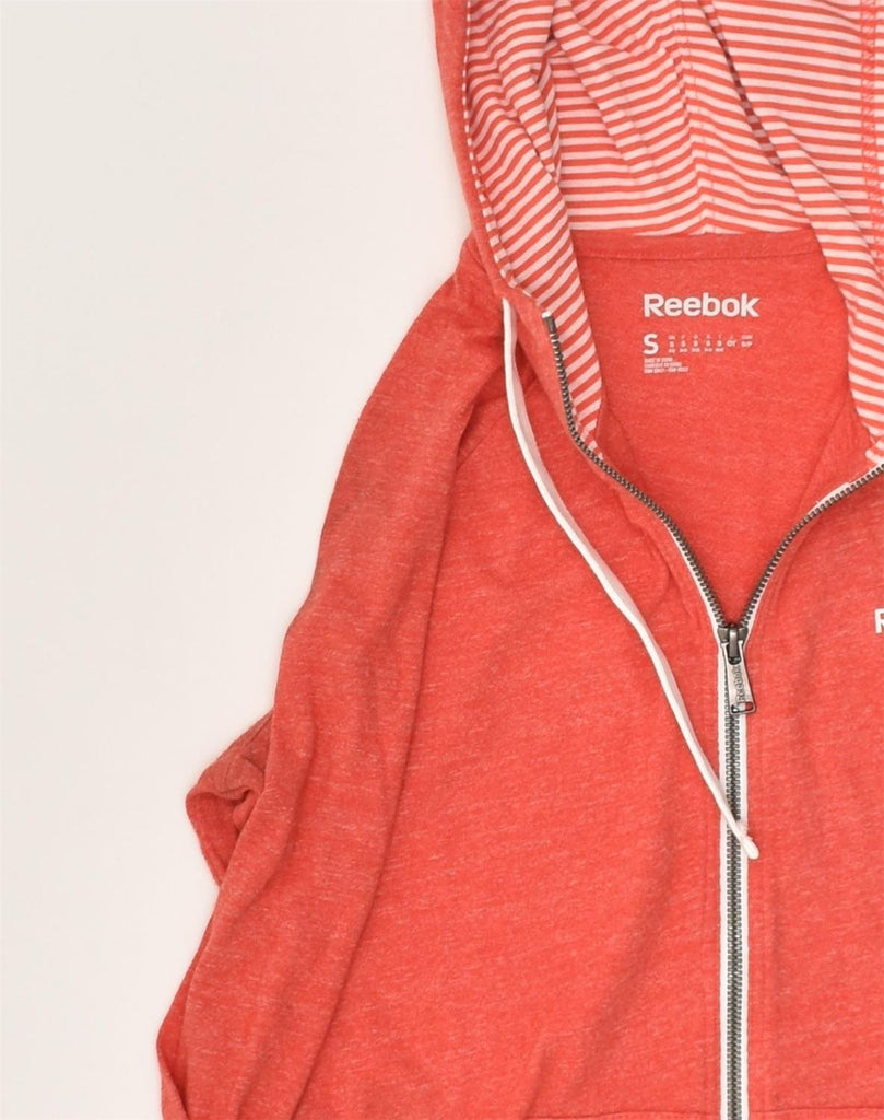 REEBOK Womens Zip Hoodie Sweater UK 10 Small Red Cotton | Vintage Reebok | Thrift | Second-Hand Reebok | Used Clothing | Messina Hembry 