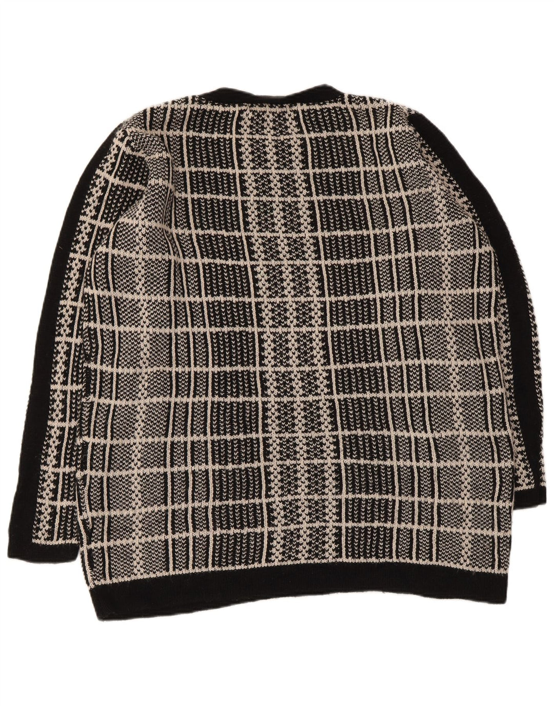 MARKS & SPENCER Womens Crew Neck Jumper Sweater UK 16 Large Black Check
