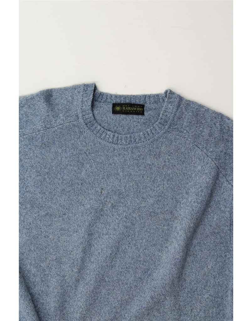IL GRANCHIO Mens Crew Neck Jumper Sweater Large Blue Wool Vintage Il Granchio and Second-Hand Il Granchio from Messina Hembry 