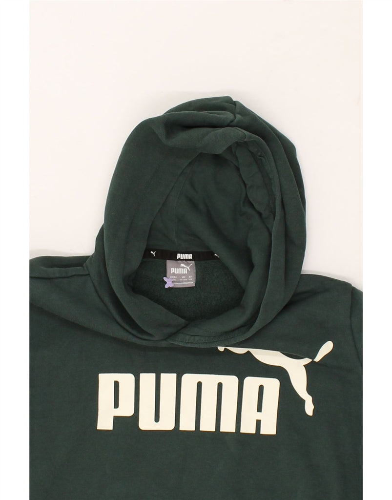 PUMA Boys Graphic Hoodie Jumper 11-12 Years Green Cotton | Vintage Puma | Thrift | Second-Hand Puma | Used Clothing | Messina Hembry 