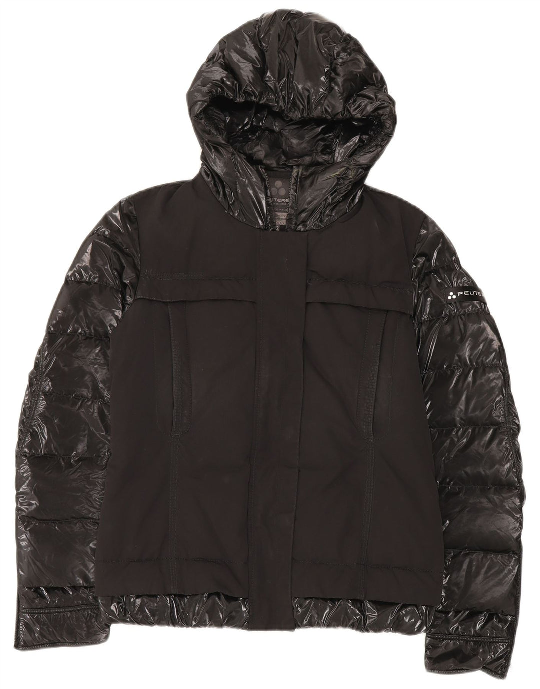 PEUTEREY Womens Hooded Padded Jacket IT 42 Medium Black Polyamide