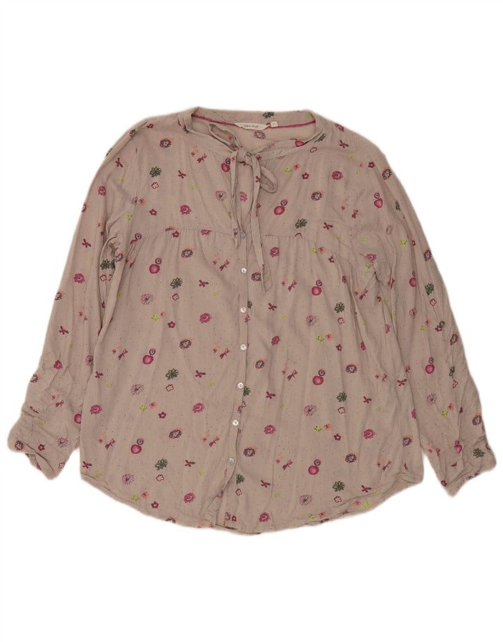 White Stuff Womens Shirt Blouse UK 12 Medium Beige Floral Viscose