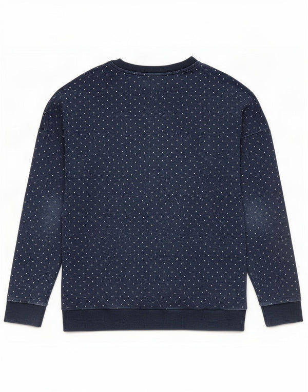 Adidas Girls Graphic Sweatshirt Jumper 14-15 Years Navy Blue Spotted Cotton