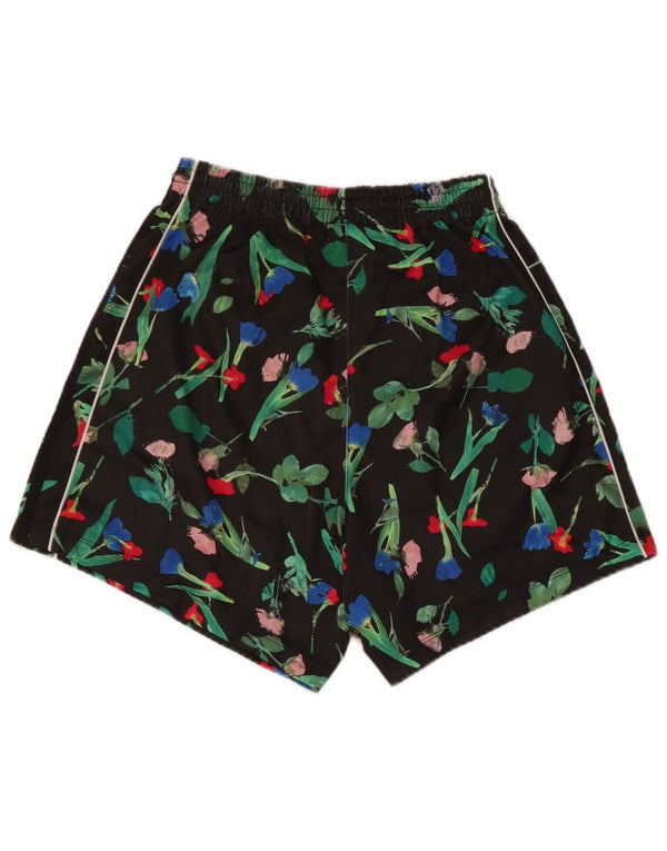 Adidas Womens Sport Shorts UK 8 Small Black Floral Polyester