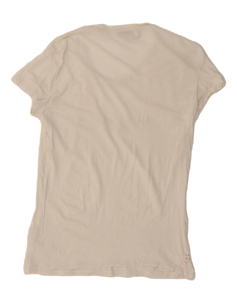 ARMANI Womens Graphic T-Shirt Top IT 44 Medium Off White Cotton Vintage Armani and Second-Hand Armani from Messina Hembry 