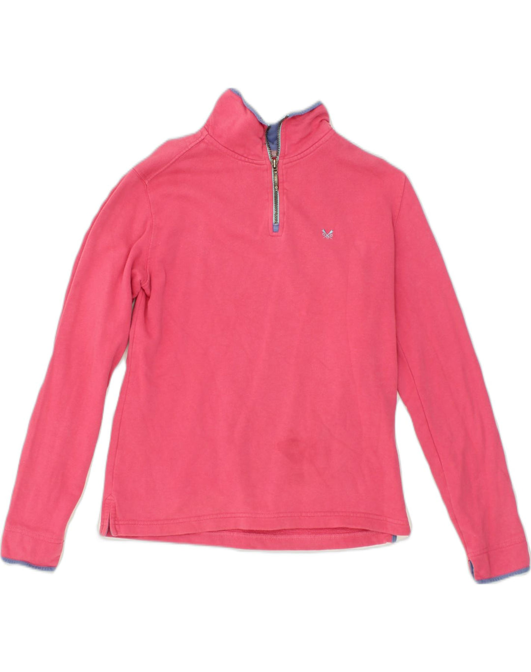 CREW CLOTHING Womens Zip Neck Sweatshirt Jumper UK 10 Small Pink Cotton | Vintage Crew Clothing | Thrift | Second-Hand Crew Clothing | Used Clothing | Messina Hembry 