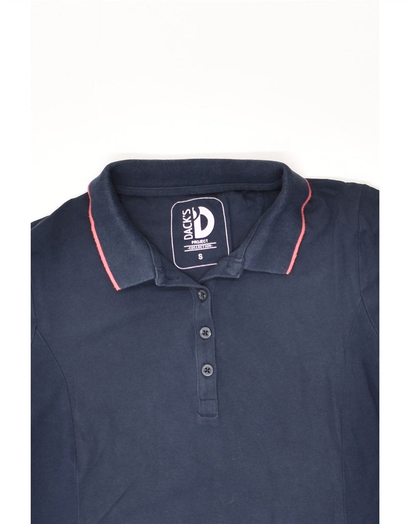 DACK'S Womens Polo Shirt UK 10 Small Navy Blue Cotton | Vintage Dack's | Thrift | Second-Hand Dack's | Used Clothing | Messina Hembry 