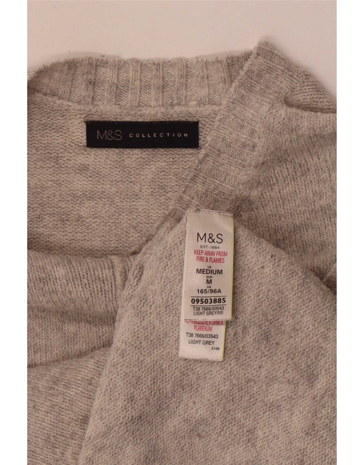 Marks & Spencer Womens Crew Neck Jumper Sweater UK 14 Medium Grey Acrylic