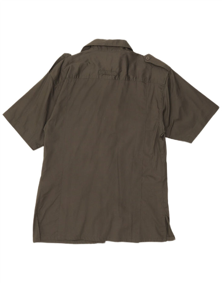 ESSE EMME  Mens Military Short Sleeve Shirt Medium Khaki Cotton