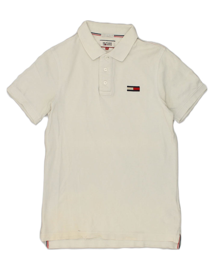 TOMMY HILFIGER Mens Polo Shirt Small White Cotton | Vintage Tommy Hilfiger | Thrift | Second-Hand Tommy Hilfiger | Used Clothing | Messina Hembry 