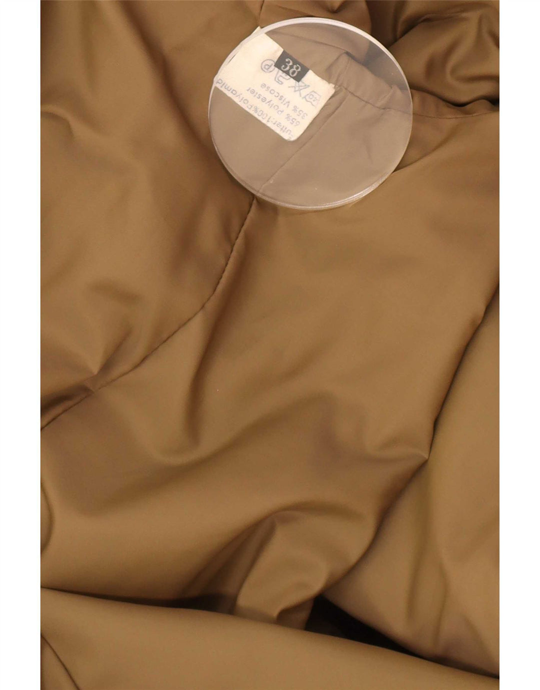 Vintage Womens Overcoat EU 38 Medium Beige Polyester
