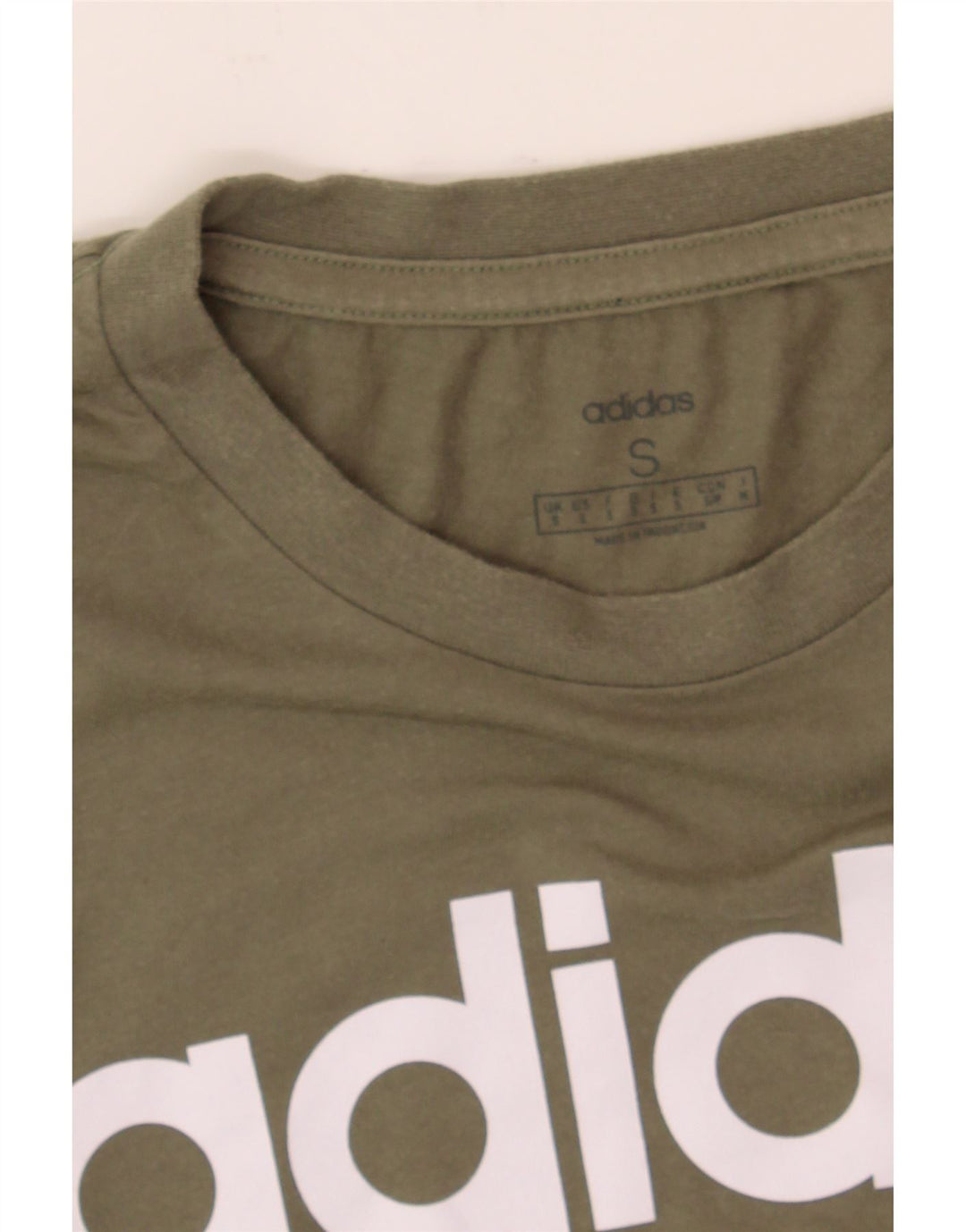 ADIDAS Mens Graphic T-Shirt Top Small Khaki Cotton Vintage Adidas and Second-Hand Adidas from Messina Hembry 