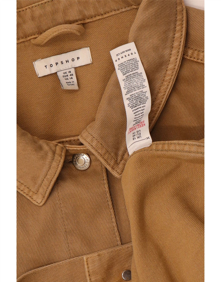 Zara Womens Oversized Denim Jacket UK 18 XL Brown Cotton