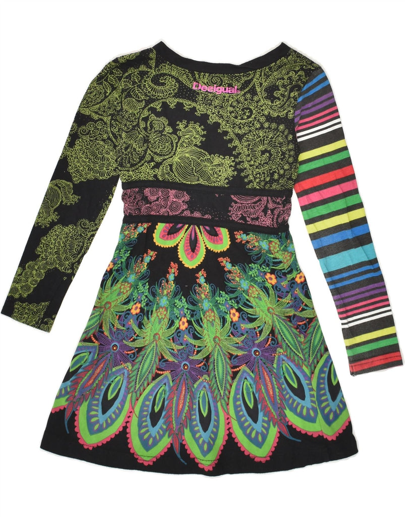 DESIGUAL Girls Long Sleeve Basic Dress 5-6 Years Black Floral Viscose | Vintage Desigual | Thrift | Second-Hand Desigual | Used Clothing | Messina Hembry 
