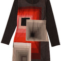 Desigual Womens Long Sleeve Sheath Dress UK 12 Medium Grey Geometric