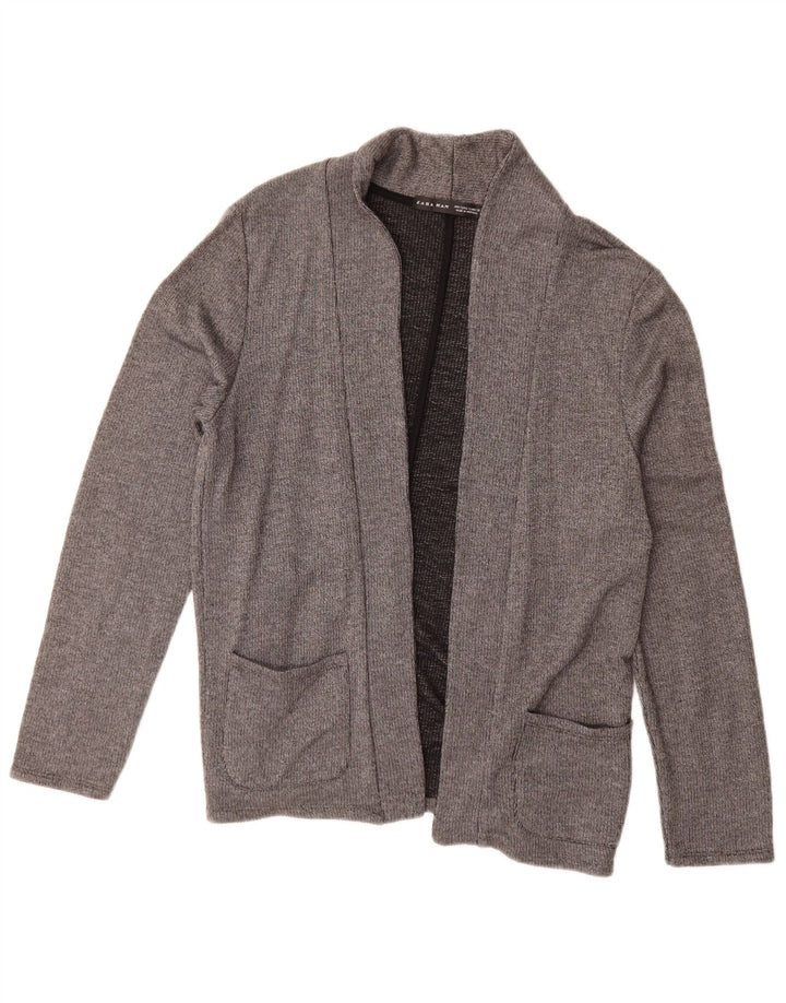 Zara Mens Cardigan Sweater Small Grey